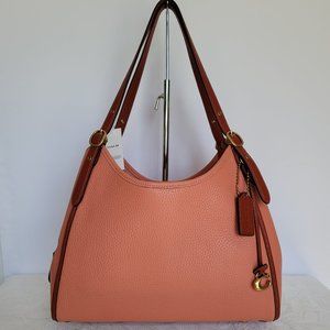 COACH Lori Soft Pebble Leather Colorblock Shoulder Bag- Light Coral Multi🎈⭐